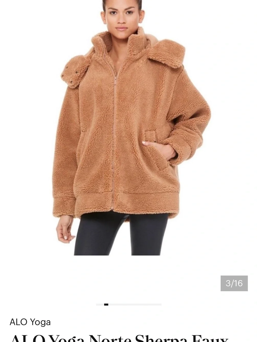 ALO Yoga Norte Sherpa Zip Hoodie in Brown/S - Picture 2 of 9